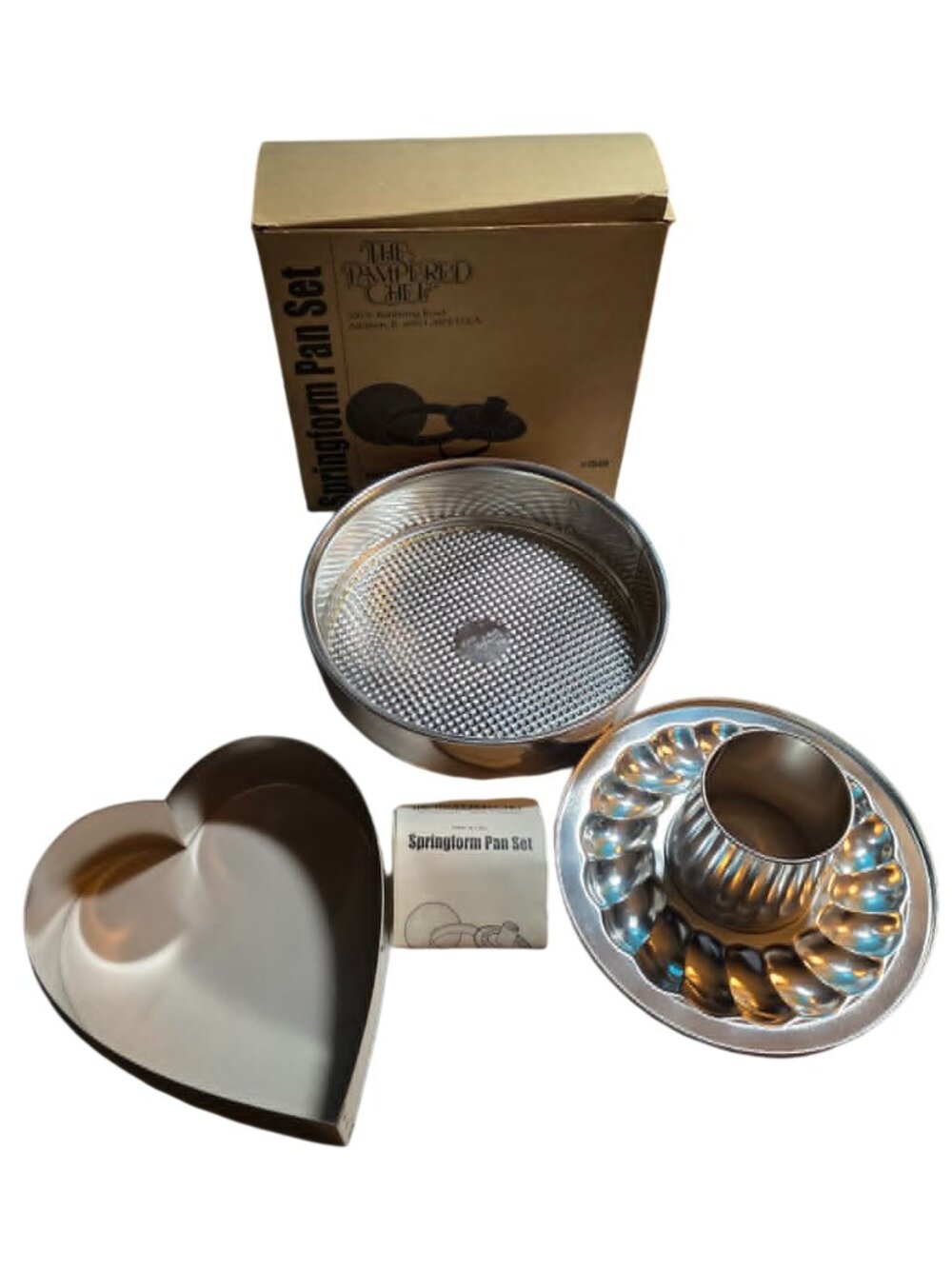 Vintage The Pampered Chef Springform Pan Set #1540 4-Piece Heart & Bundt Box